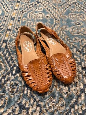 Mexican Woven Leather Slingback Flats